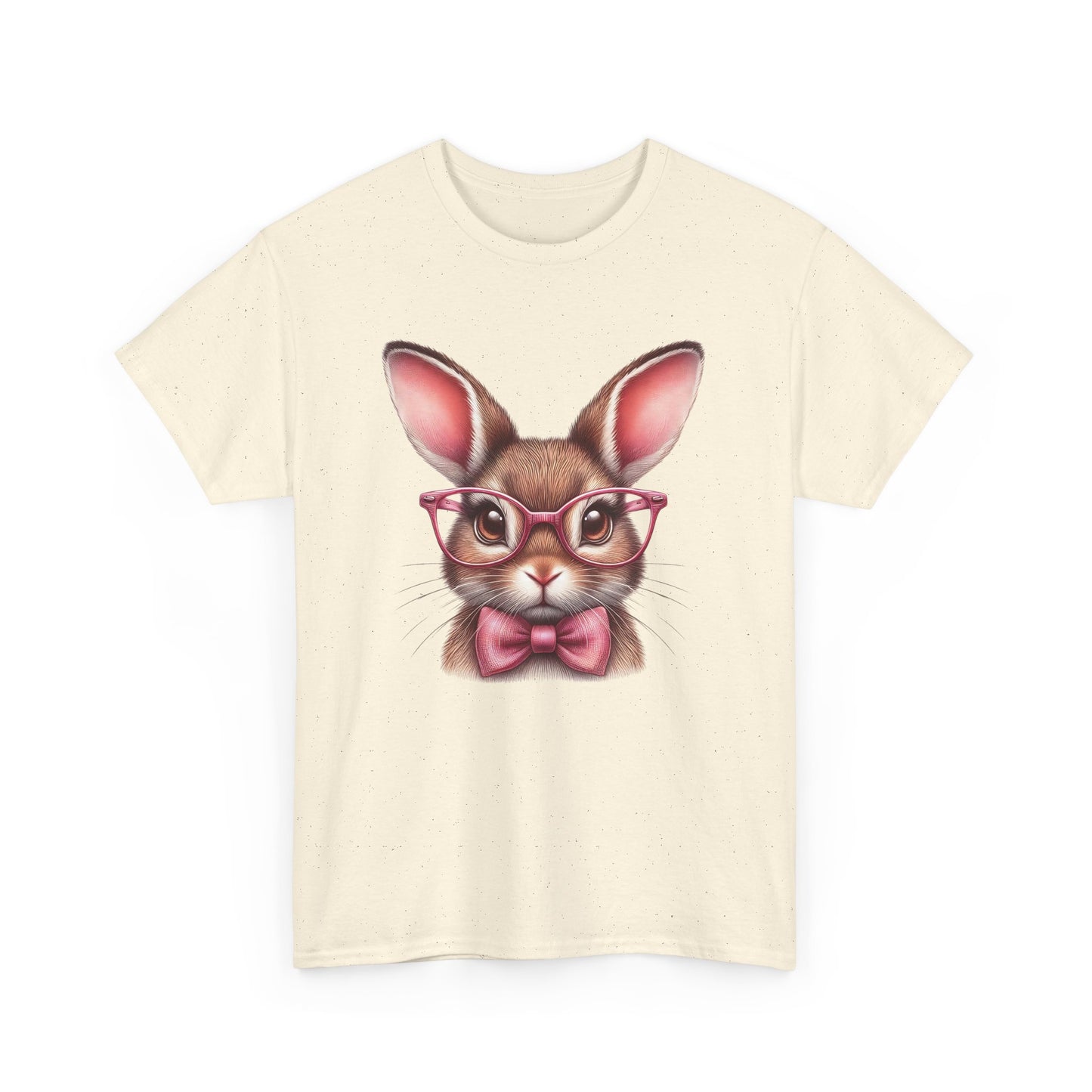 Cute Bow Bunny with Glasses - Heavy Cotton T-Shirt