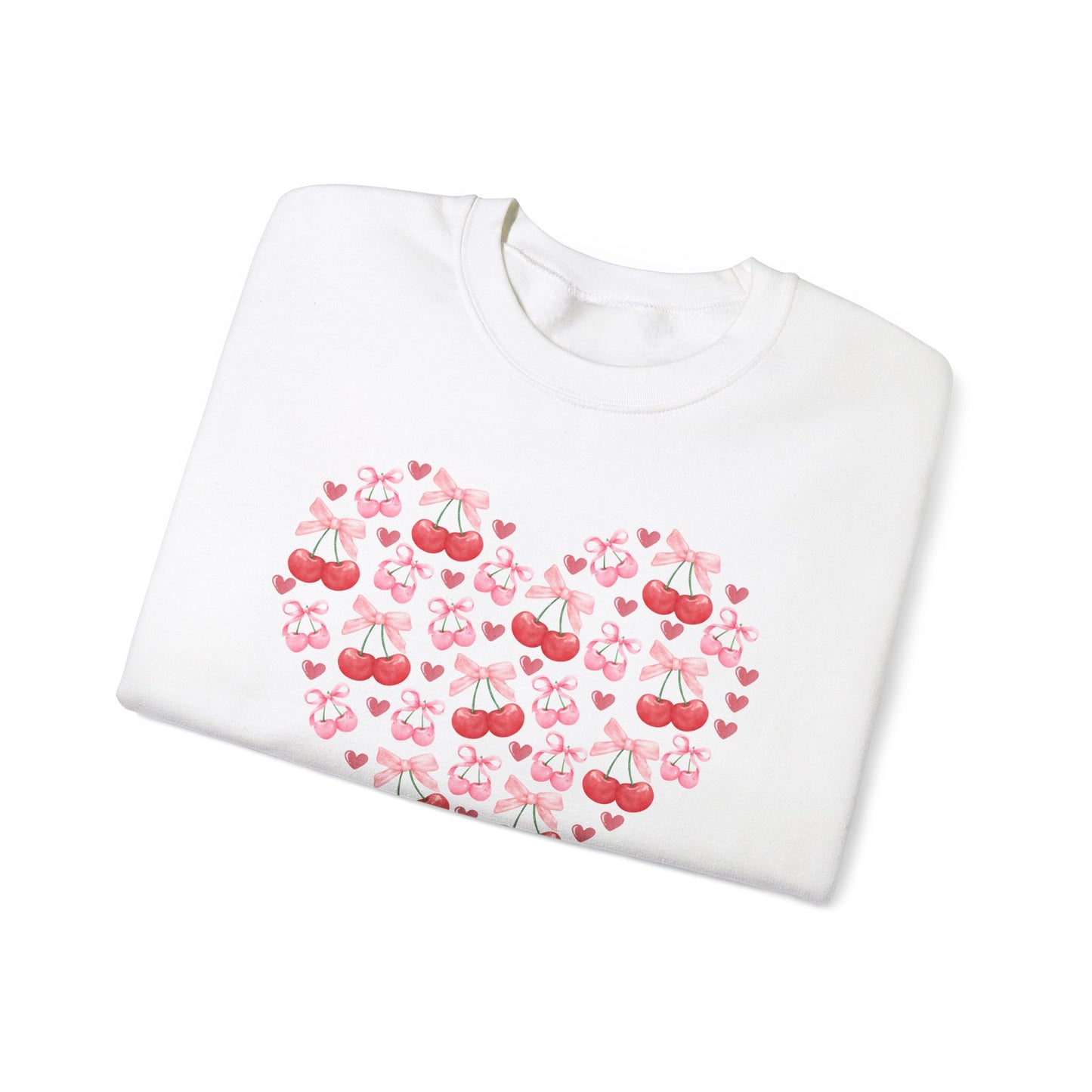 Heart Shaped & Cherry Bow - Crewneck Sweatshirt