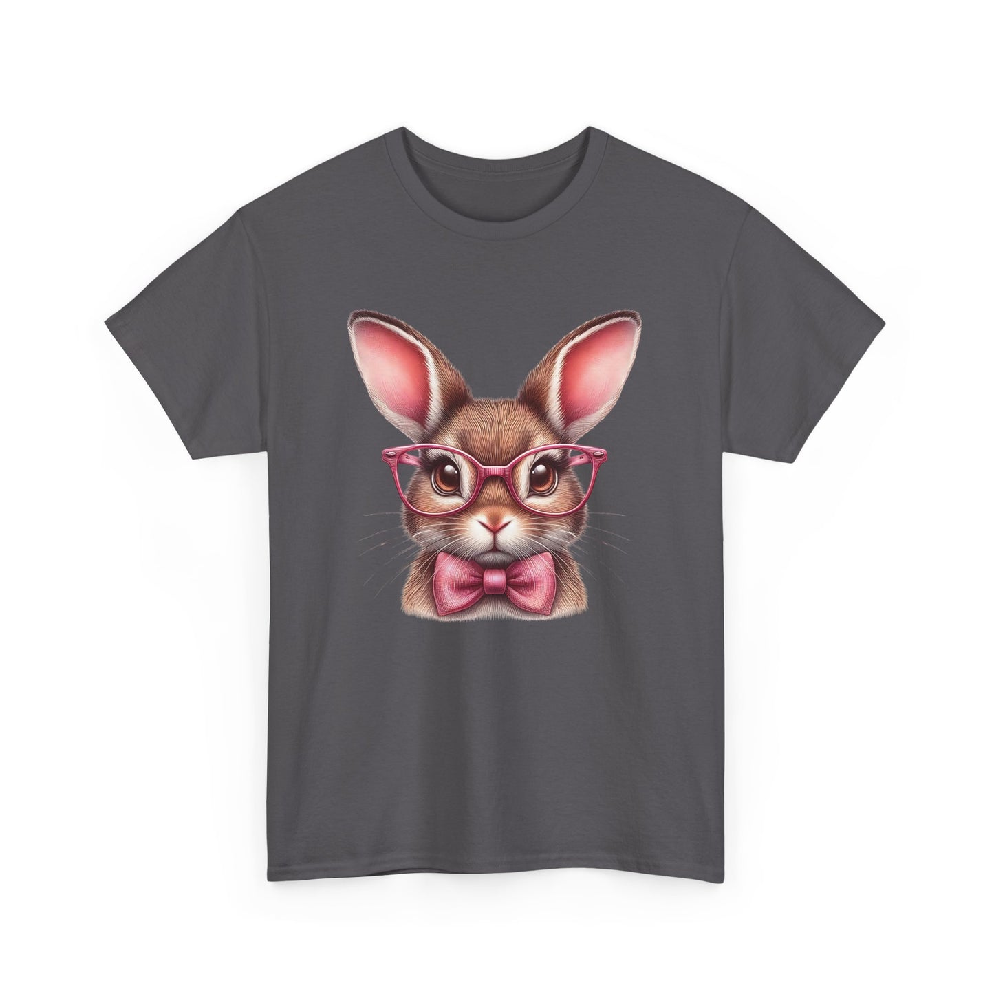 Cute Bow Bunny with Glasses - Heavy Cotton T-Shirt