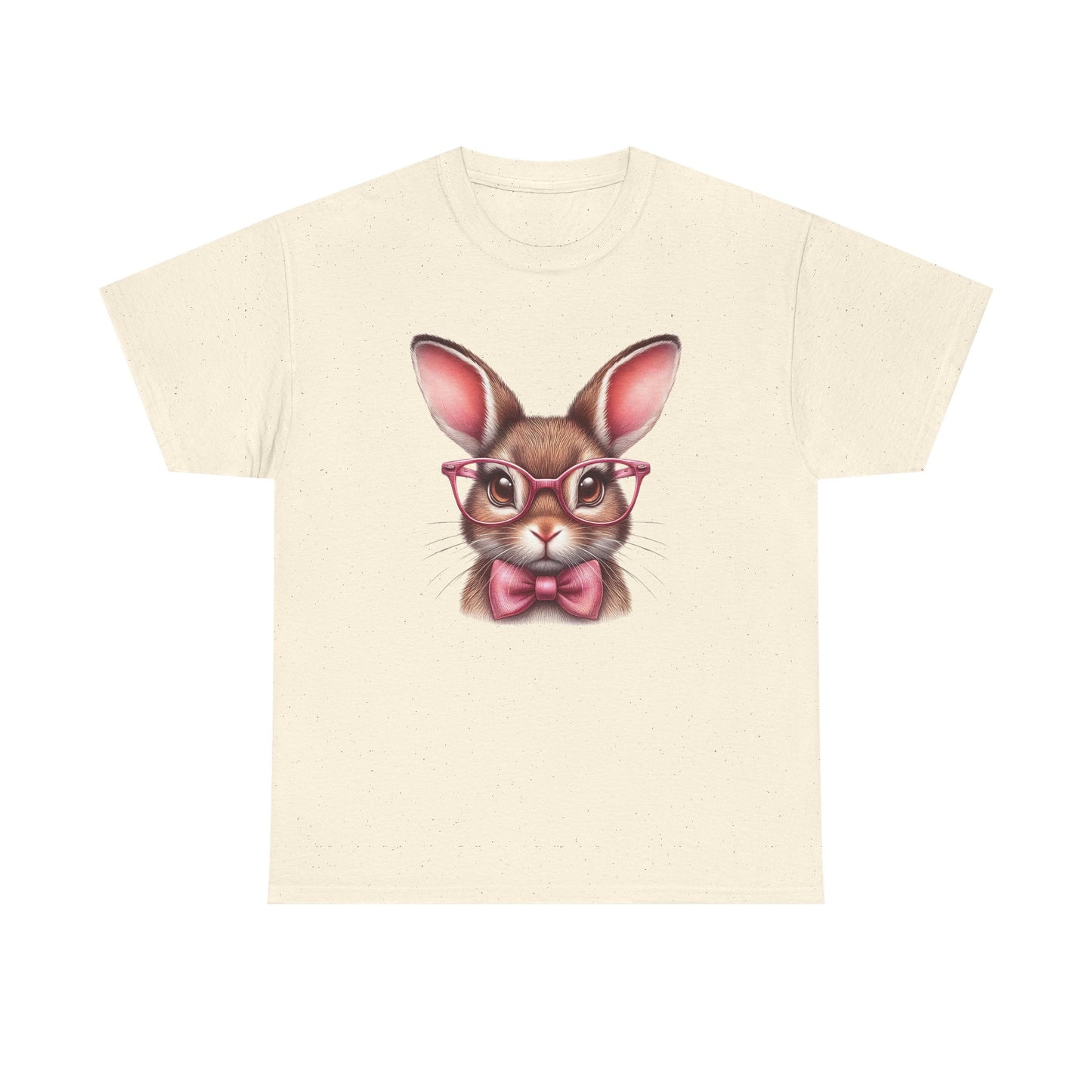 Cute Bow Bunny with Glasses - Heavy Cotton T-Shirt