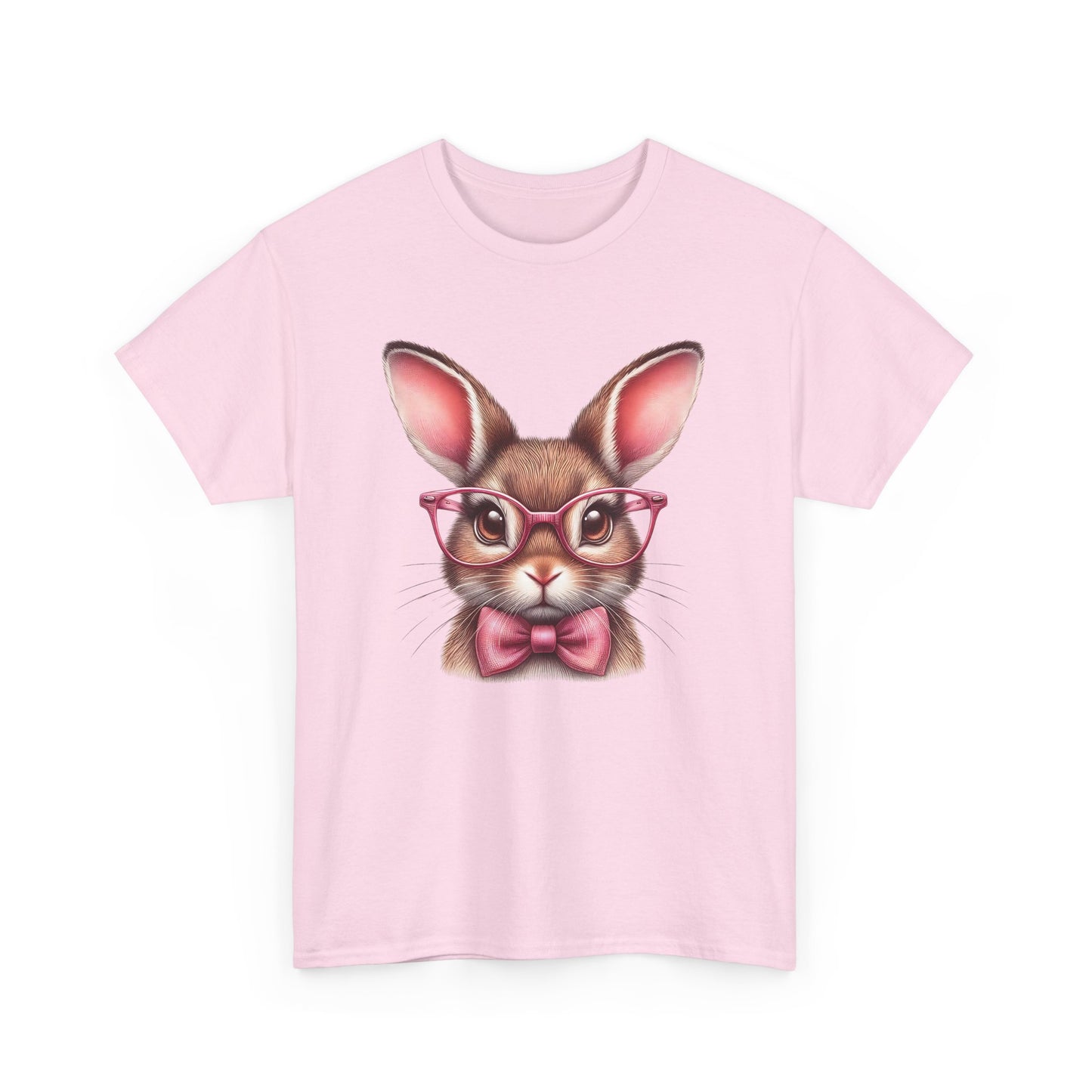 Cute Bow Bunny with Glasses - Heavy Cotton T-Shirt