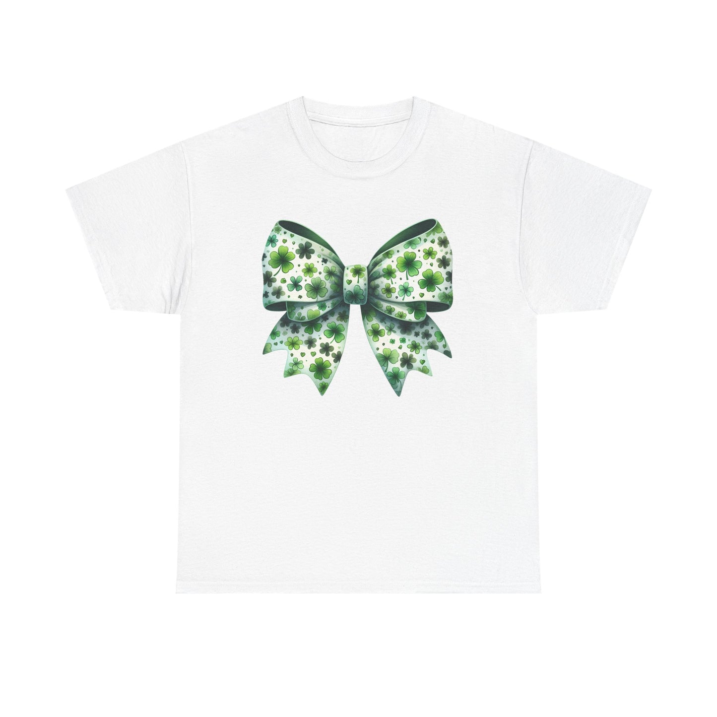 St Patrick's Day Clover Bow - Heavy Cotton T-Shirt