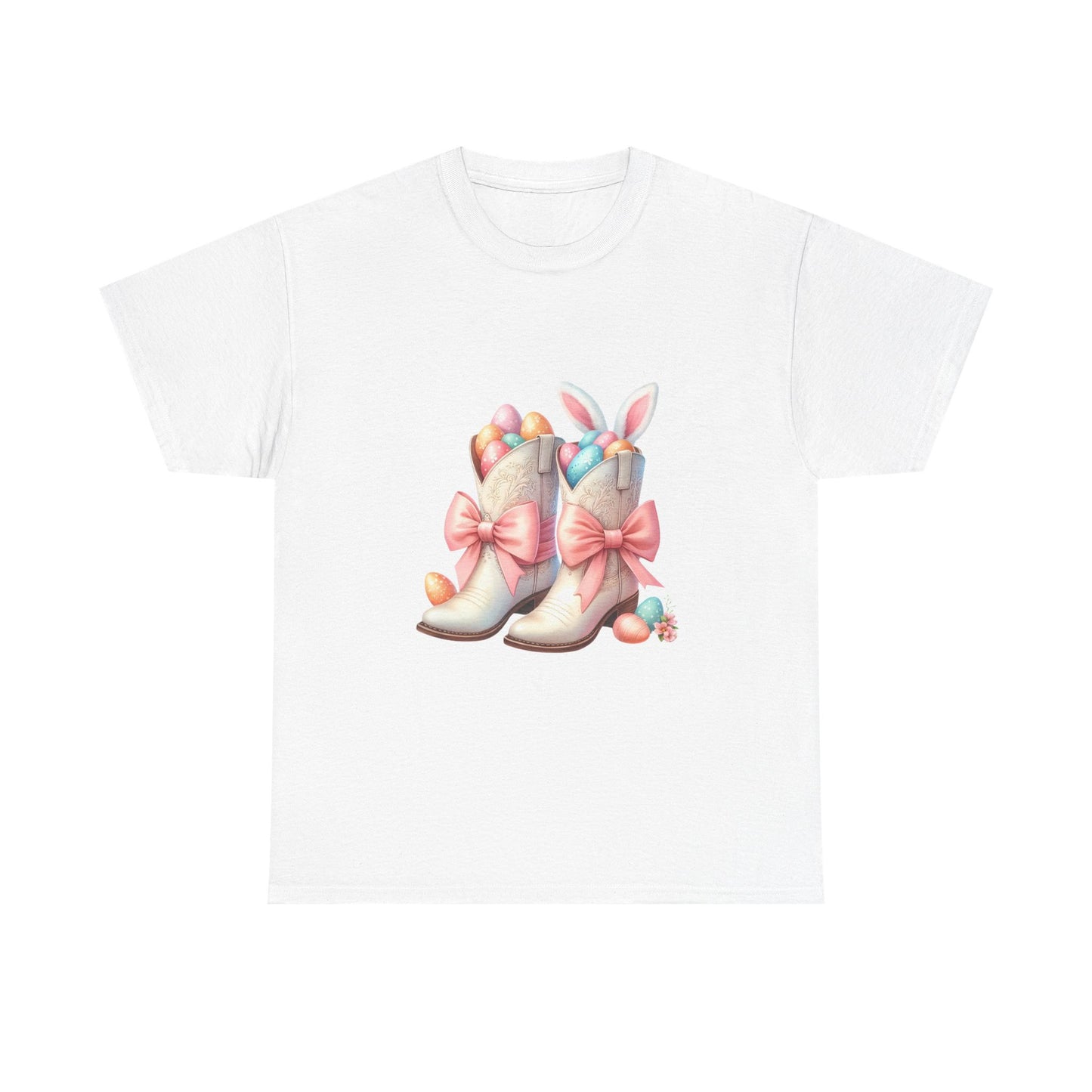 Easter Bunny Boots - Heavy Cotton Tee - Perfect for Spring Celebrations