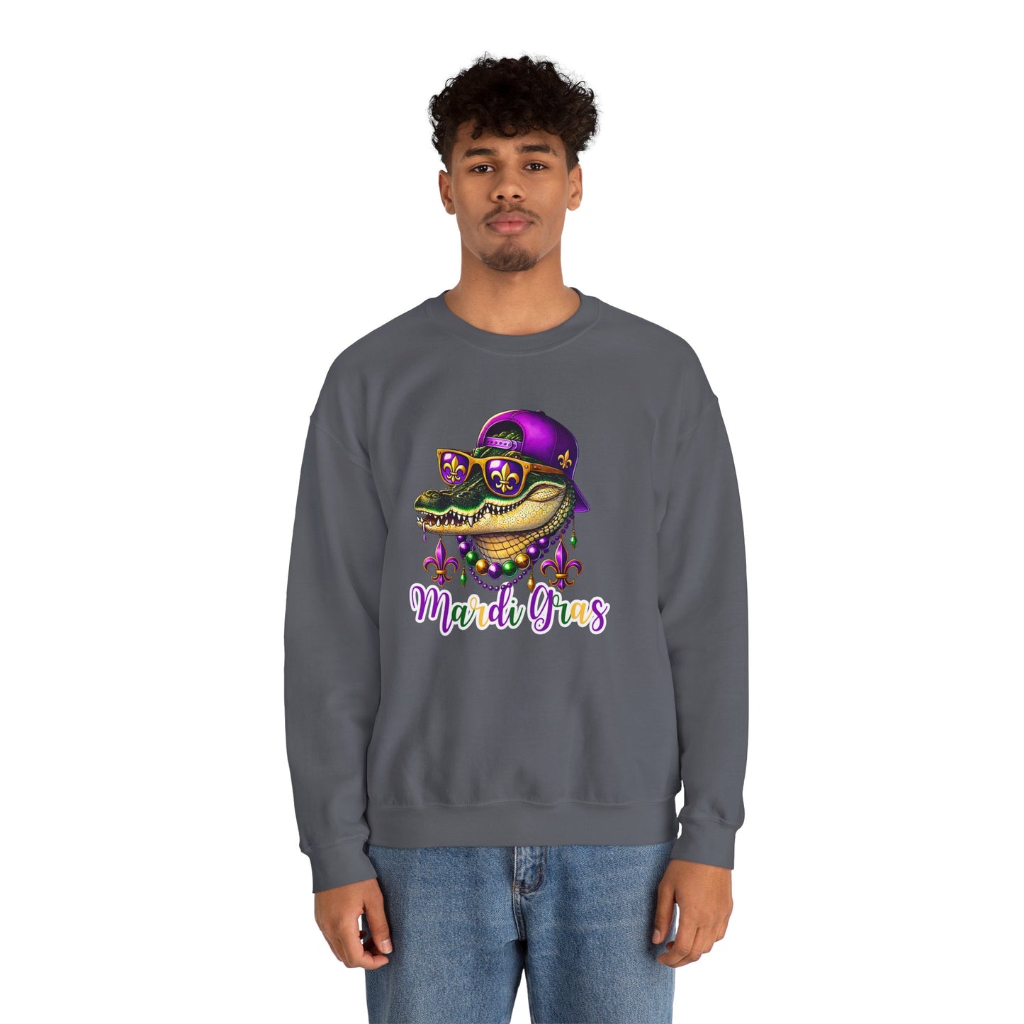 Mardi Gras Alligator - Crewneck Sweatshirt