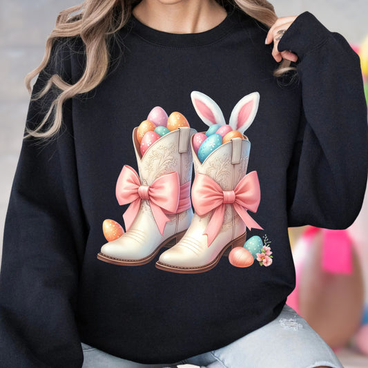 Easter Bunny Boots - Heavy Cotton Tee - Perfect for Spring Celebrations