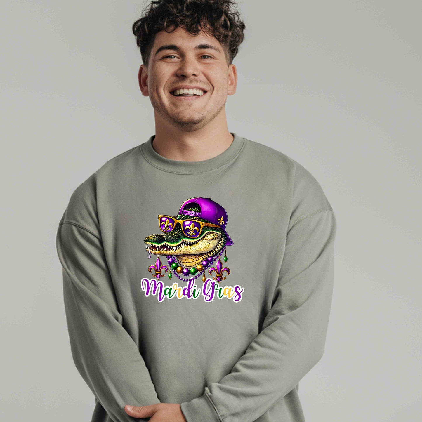 Mardi Gras Alligator - Crewneck Sweatshirt