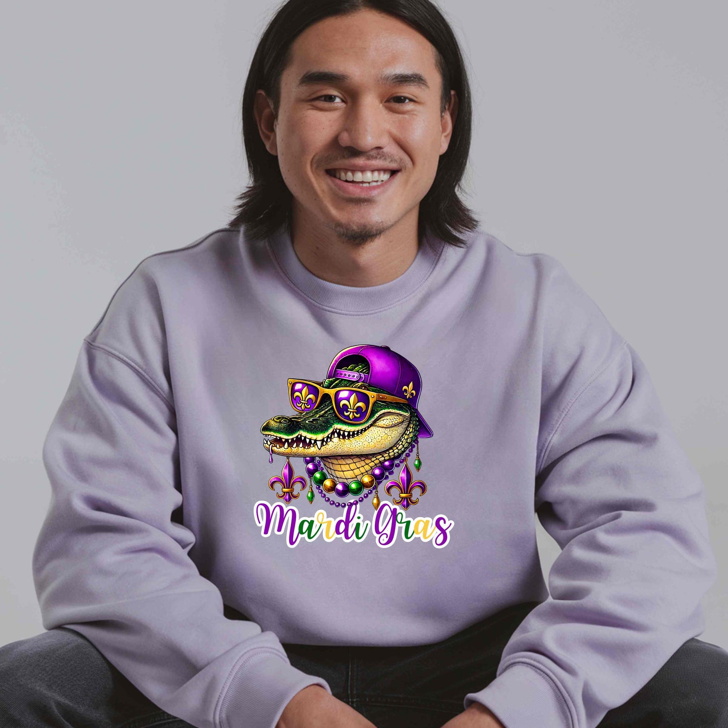 Mardi Gras Alligator - Crewneck Sweatshirt