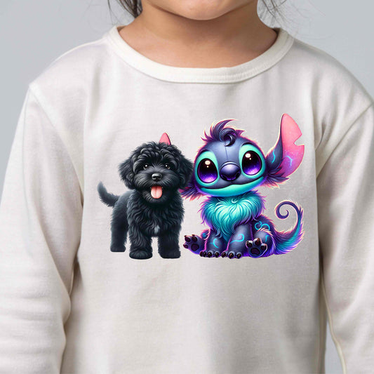 Cute Alien with Dog Design - Long Sleeve