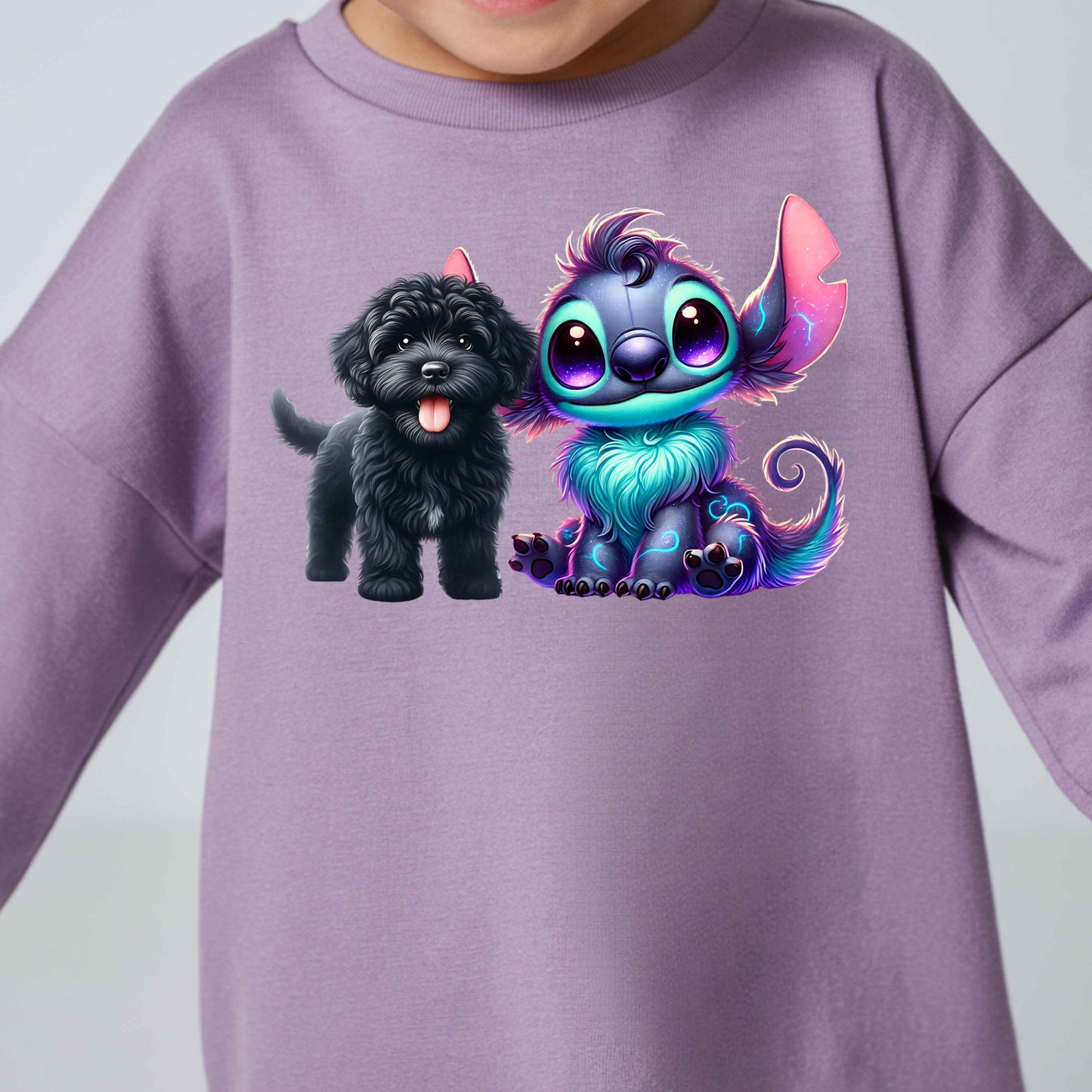 Cute Alien with Dog Design - Long Sleeve