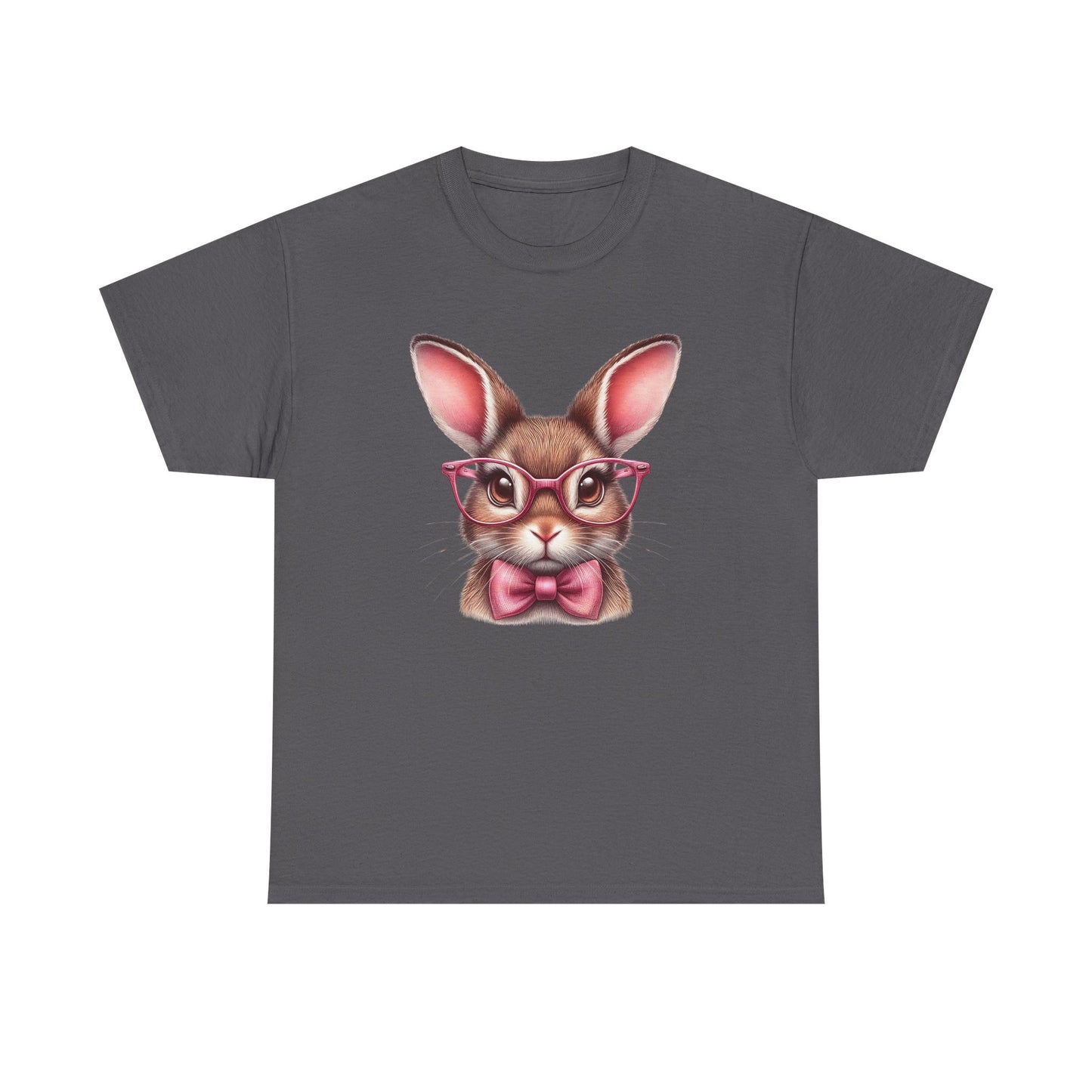 Cute Bow Bunny with Glasses - Heavy Cotton T-Shirt