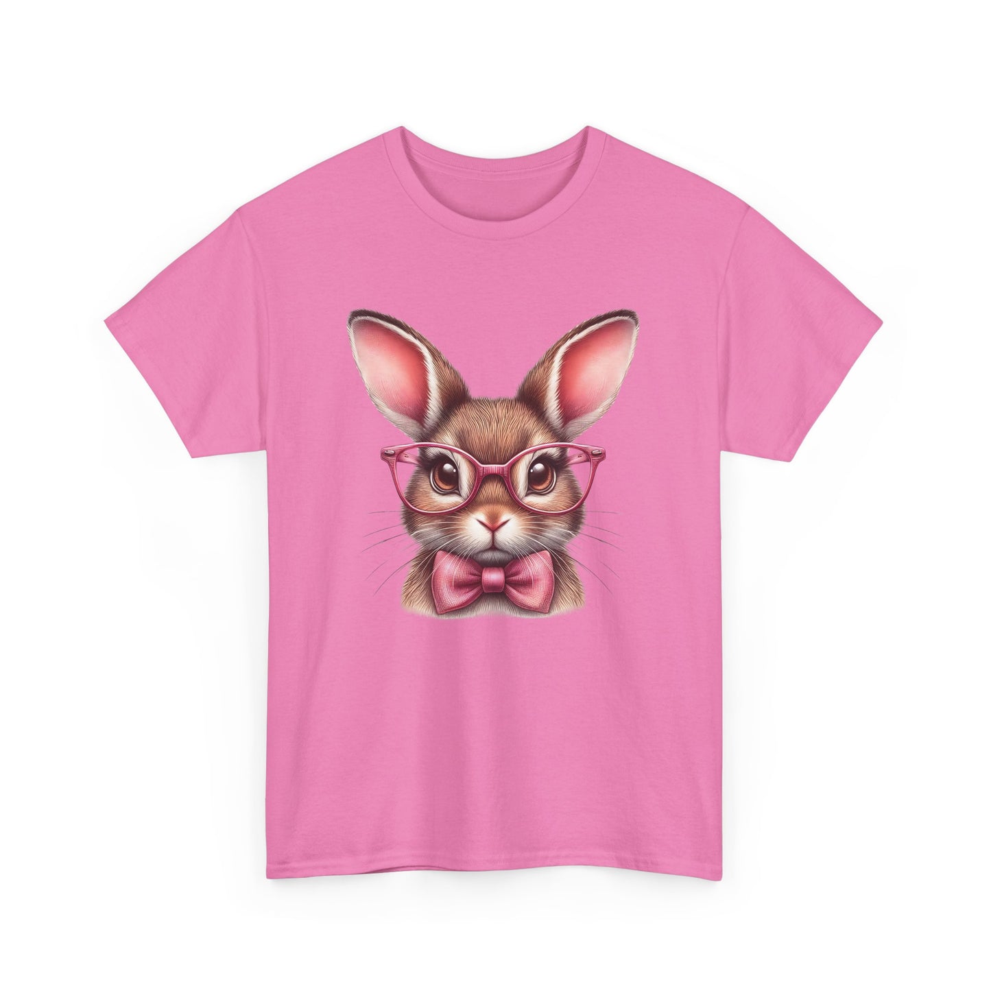 Cute Bow Bunny with Glasses - Heavy Cotton T-Shirt