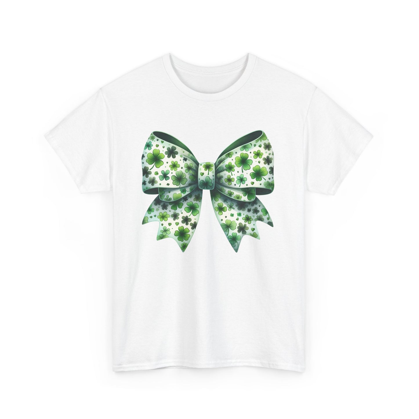 St Patrick's Day Clover Bow - Heavy Cotton T-Shirt