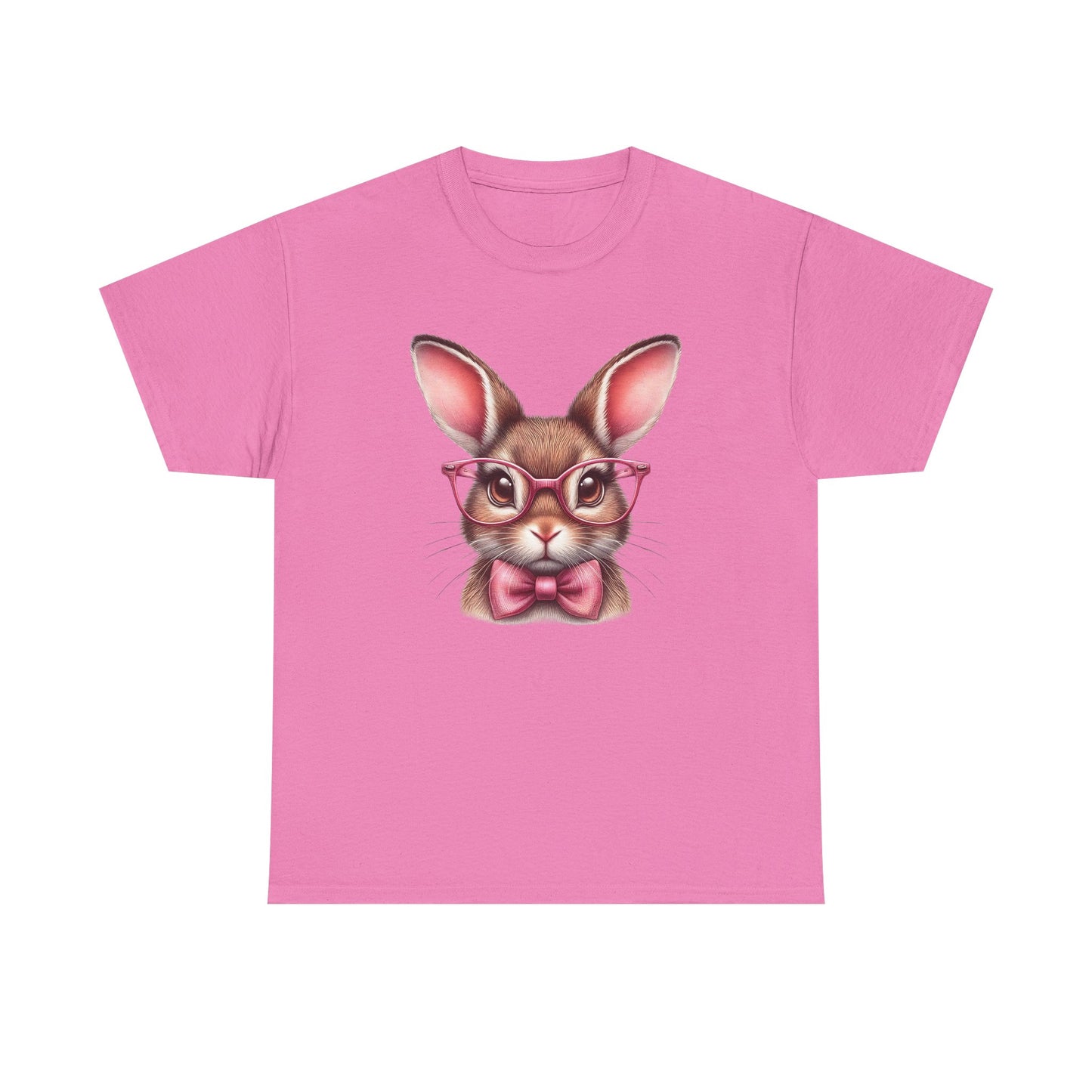 Cute Bow Bunny with Glasses - Heavy Cotton T-Shirt