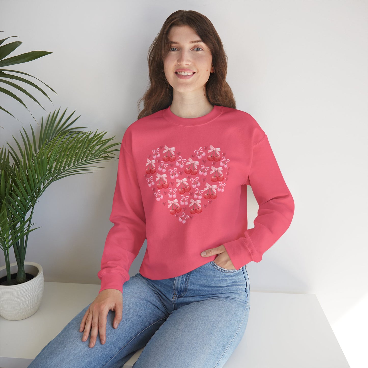 Heart Shaped & Cherry Bow - Crewneck Sweatshirt