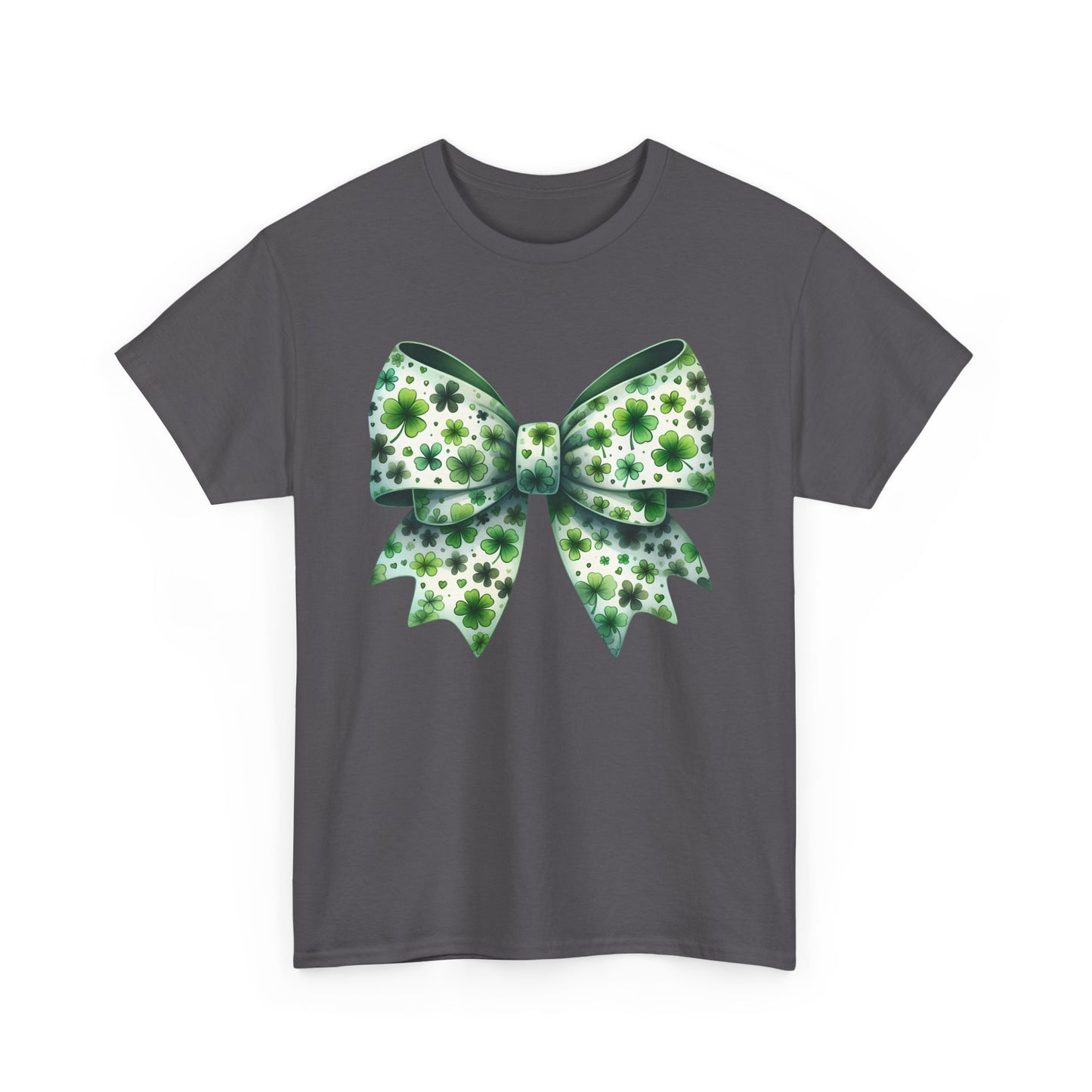 St Patrick's Day Clover Bow - Heavy Cotton T-Shirt