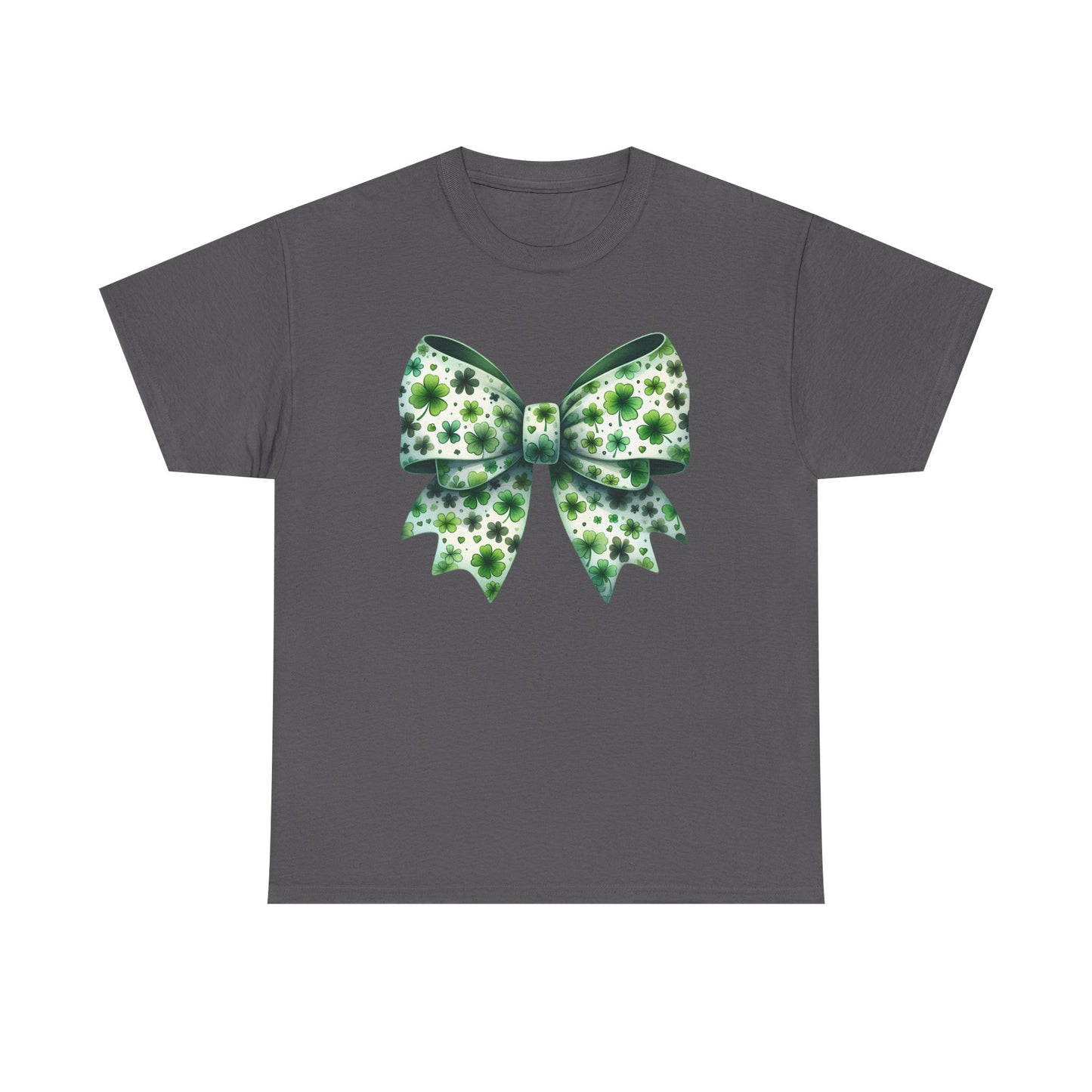 St Patrick's Day Clover Bow - Heavy Cotton T-Shirt