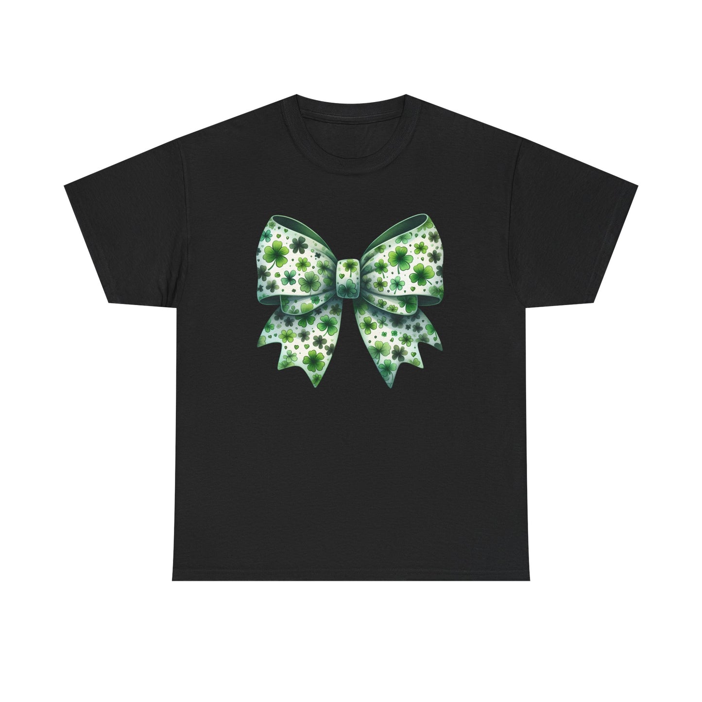 St Patrick's Day Clover Bow - Heavy Cotton T-Shirt