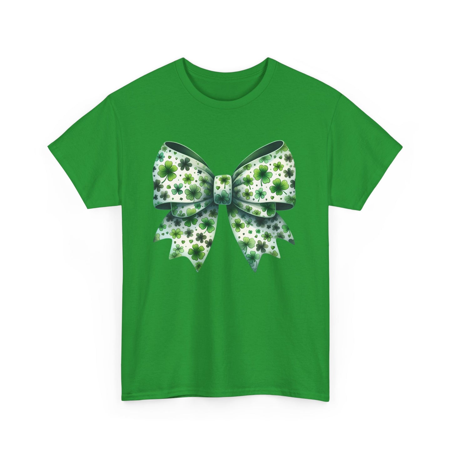 St Patrick's Day Clover Bow - Heavy Cotton T-Shirt