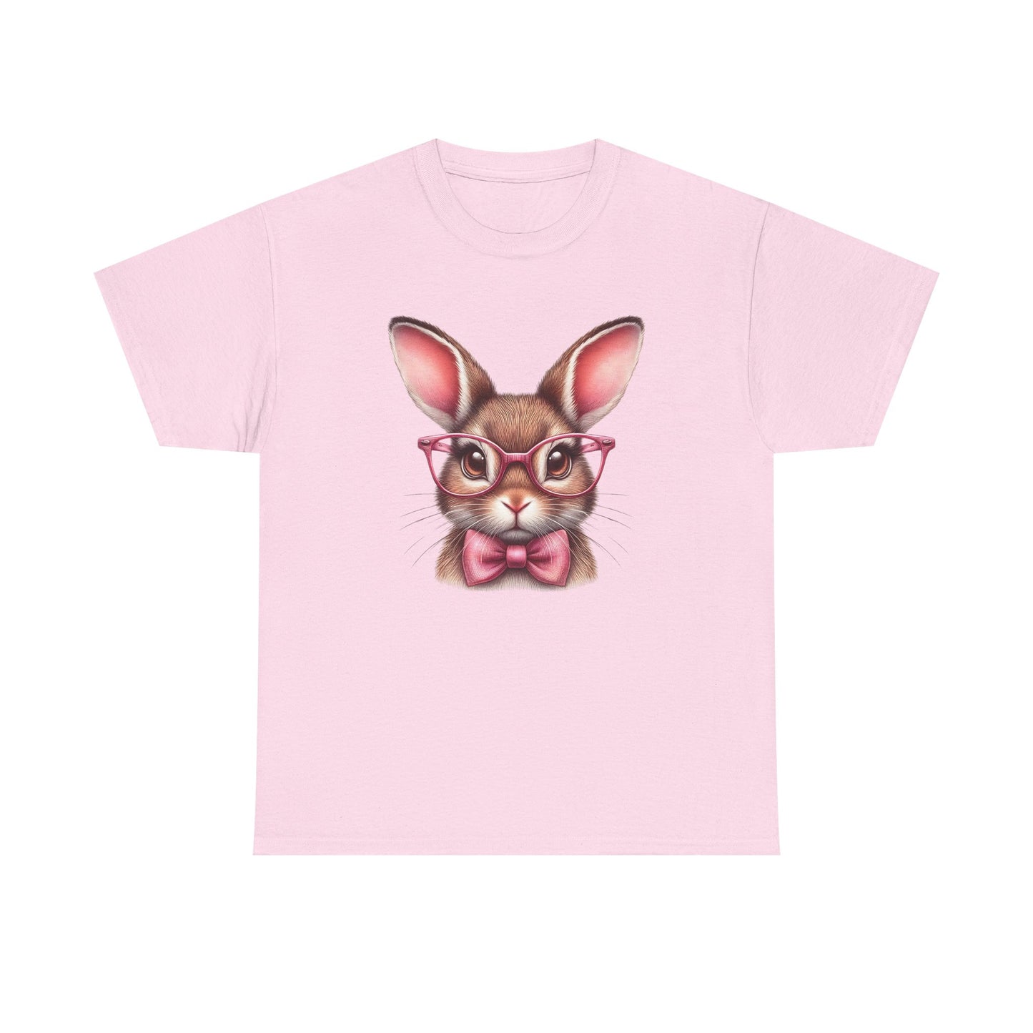 Cute Bow Bunny with Glasses - Heavy Cotton T-Shirt