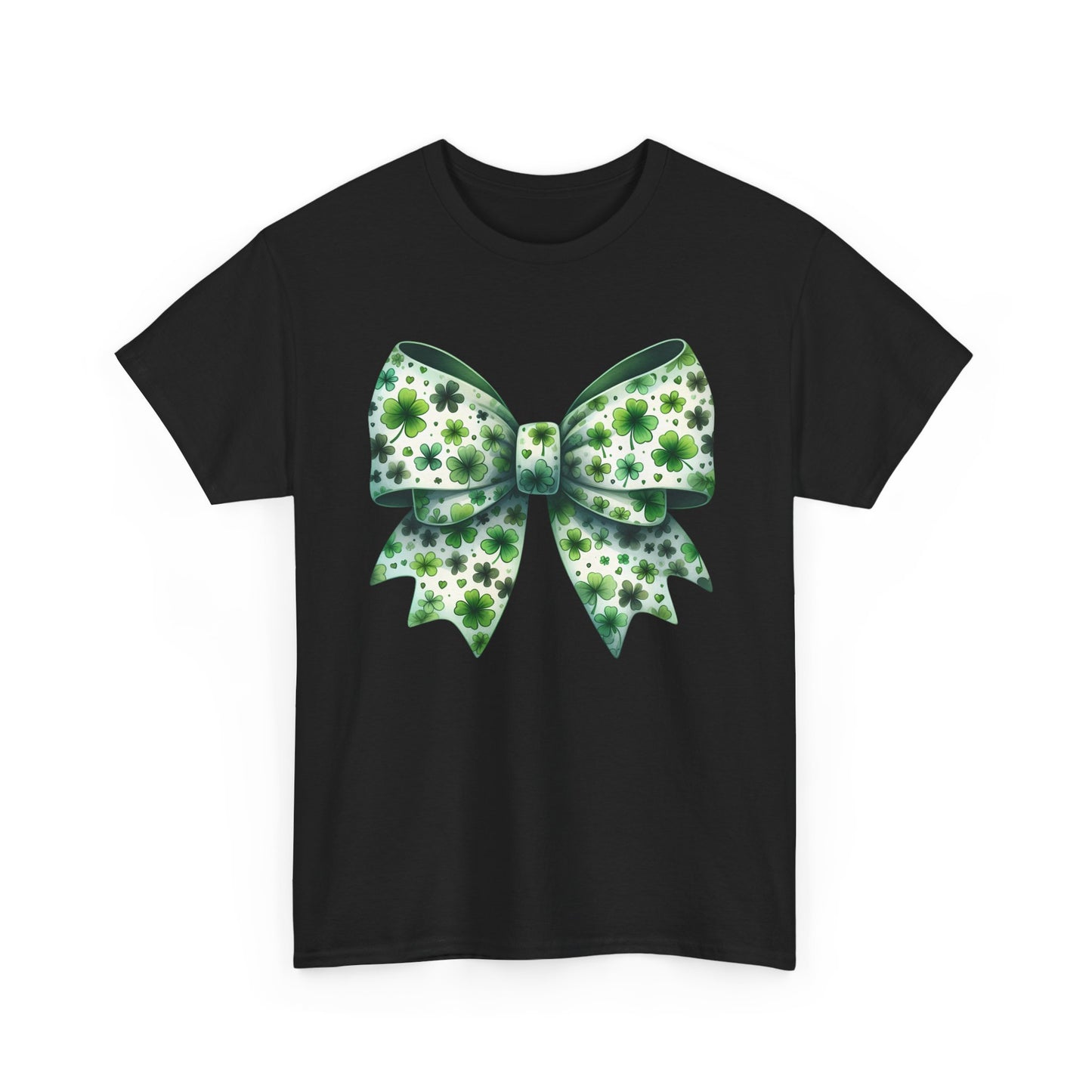 St Patrick's Day Clover Bow - Heavy Cotton T-Shirt