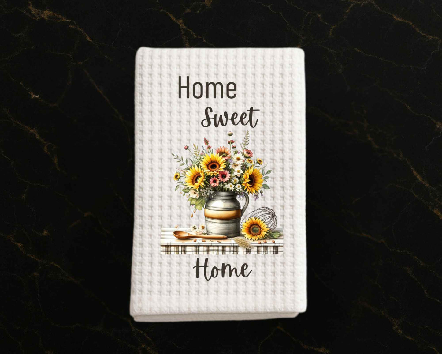 "Home Sweet Home" - Waffle Weave Kitchen Towel